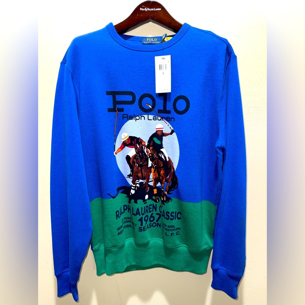 Ralph Lauren Polo Graphic Blue and Green Sweater